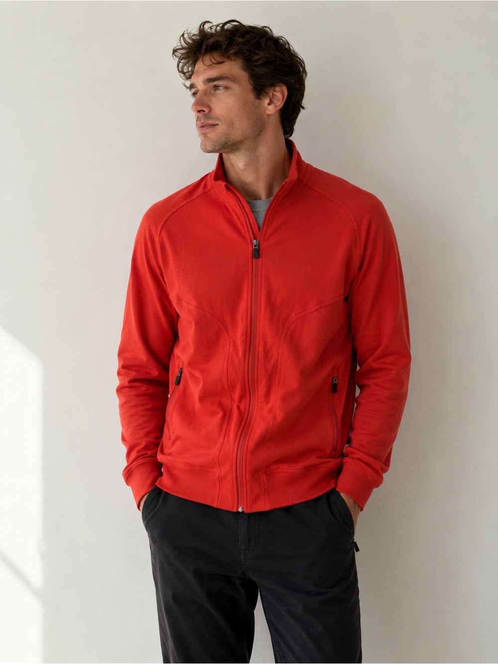 Lululemon Luon Men's Full Zip Jacket Orange‎ Size Medium Active Sports Workout